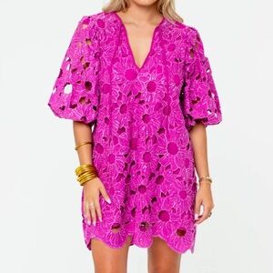 Buddy Love Magenta Embroidered Dress